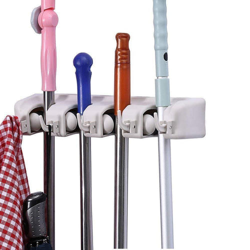 243 4-Layer Mop and Broom Holder, Garden Tool Organizer, Multipurpose Wall Mounted - FridayBasket