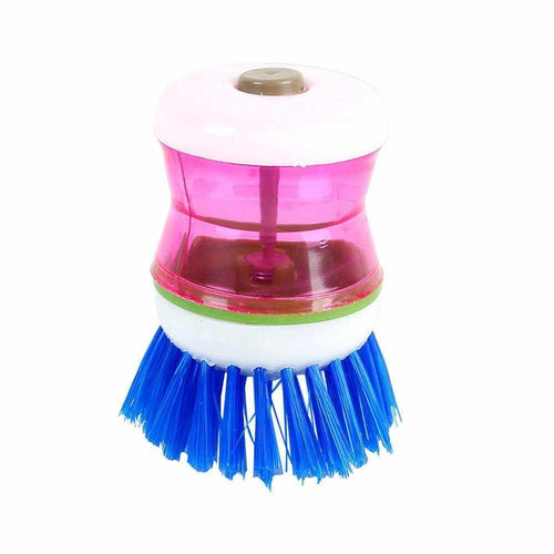 159 Plastic Wash Basin Brush Cleaner with Liquid Soap Dispenser (Multicolour) - FridayBasket