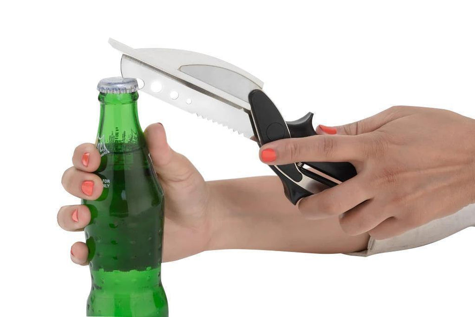 073 Stainless Steel 4 in 1 Clever Cutter, Black - FridayBasket