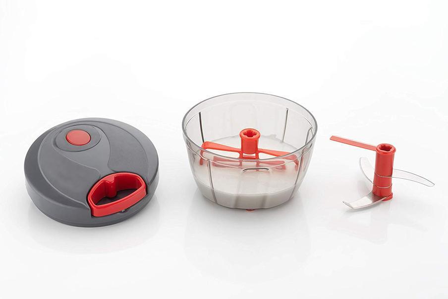 N02 2in1 Handy Mini Chopper Vegetable & Fruit Chopper (1 Chopper) (Red & Grey)