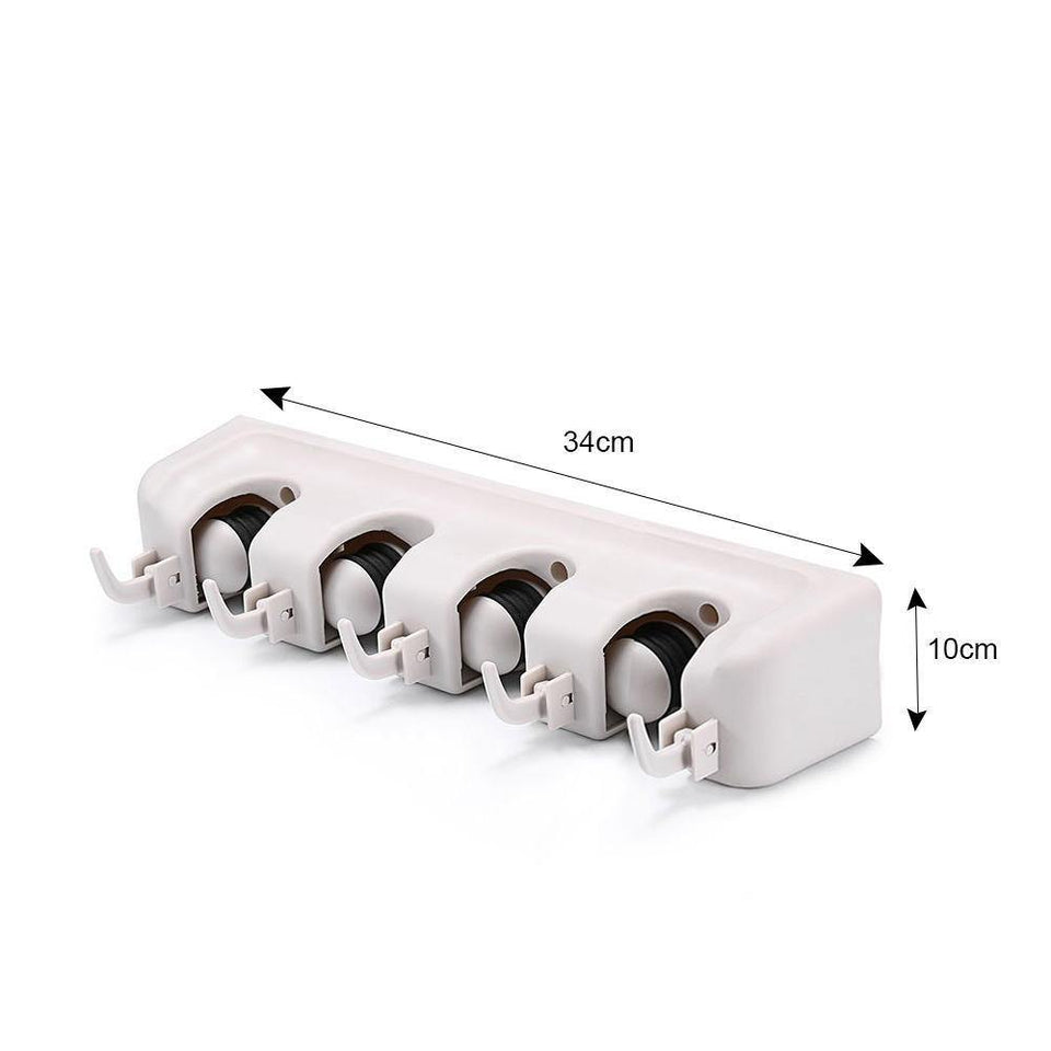 243 4-Layer Mop and Broom Holder, Garden Tool Organizer, Multipurpose Wall Mounted - FridayBasket