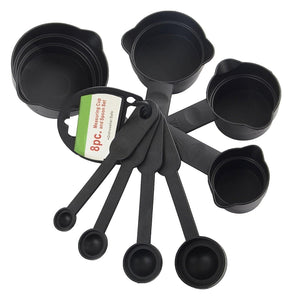 106 Plastic Measuring Cups and Spoons (8 Pcs, Black) - FridayBasket